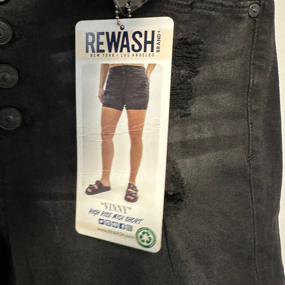 NWT!Women's Rewash Denim Shorts, 7/28,Black Distressed Midi Comfort Stretch High - Picture 10 of 12